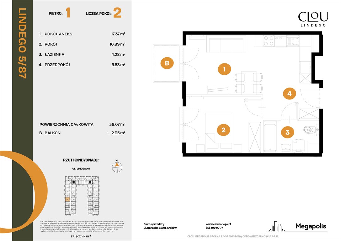 Nowe mieszkanie dwupokojowe Clou Lindego Kraków, Lindego 5  38m2 Foto 1