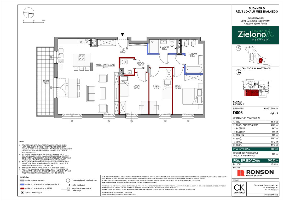 Nowe mieszkanie czteropokojowe  Zielono Mi Warszawa, Mokotów, ul. Polska 10  99m2 Foto 1