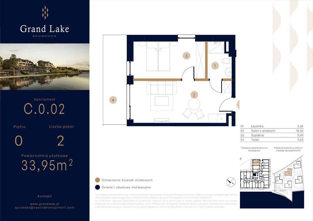 Nowe mieszkanie dwupokojowe Grand Lake Mikołajki, Kajki 124  34m2 Foto 1