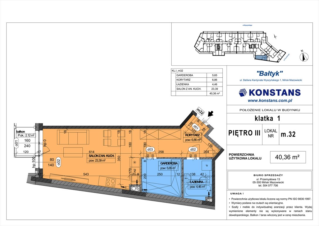 Nowa kawalerka Bałtyk Mińsk Mazowiecki, Wyszyńskiego 1  40m2 Foto 1