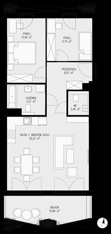 mieszkanie na sprzedaż 69m2 mieszkanie Katowice, Bogucice - Dąbrówka Mała, Wiertnicza 32