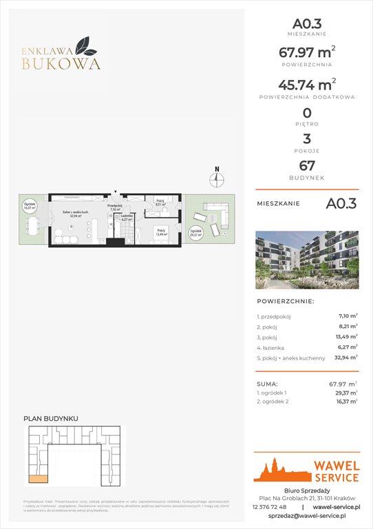 mieszkanie na sprzedaż 68m2 mieszkanie PODGÓRZE, Bukowa