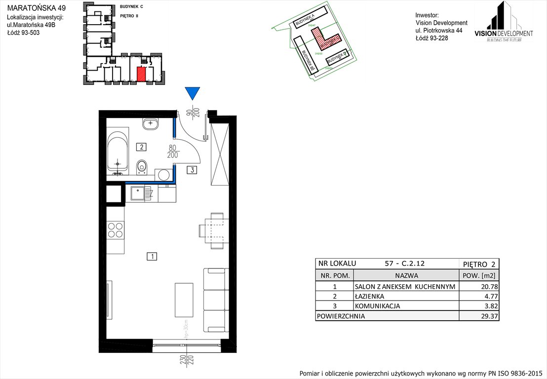 Nowa kawalerka Maratońska 49 Nowa Retkinia  Łódź, Retkinia, Maratońska 49C  29m2 Foto 1