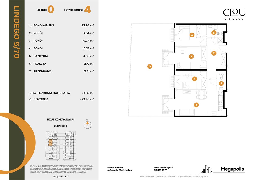 Nowe mieszkanie czteropokojowe  Clou Lindego Kraków, Lindego 5  80m2 Foto 1