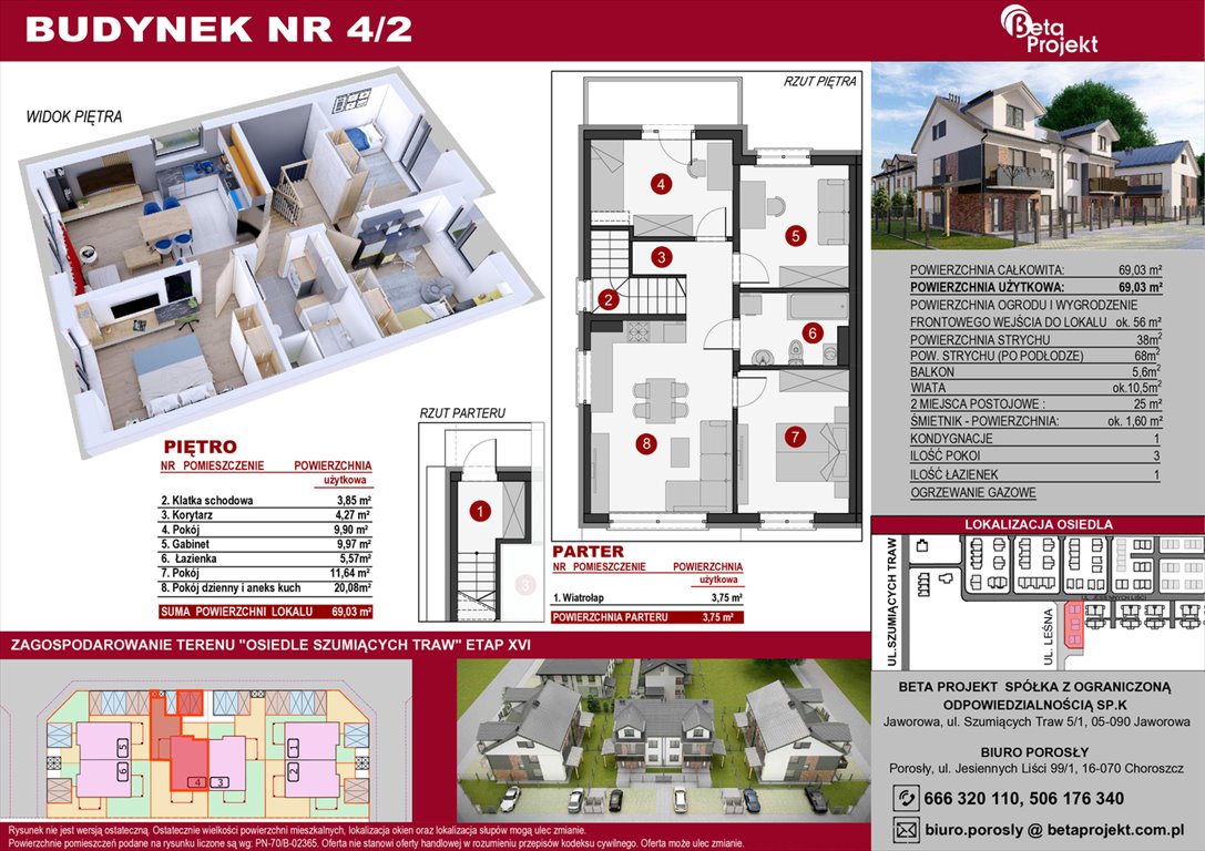 Nowe mieszkanie trzypokojowe Osiedle Szumiących Traw Etap XVI Porosły, Jesiennych Liści 99/1  69m2 Foto 1