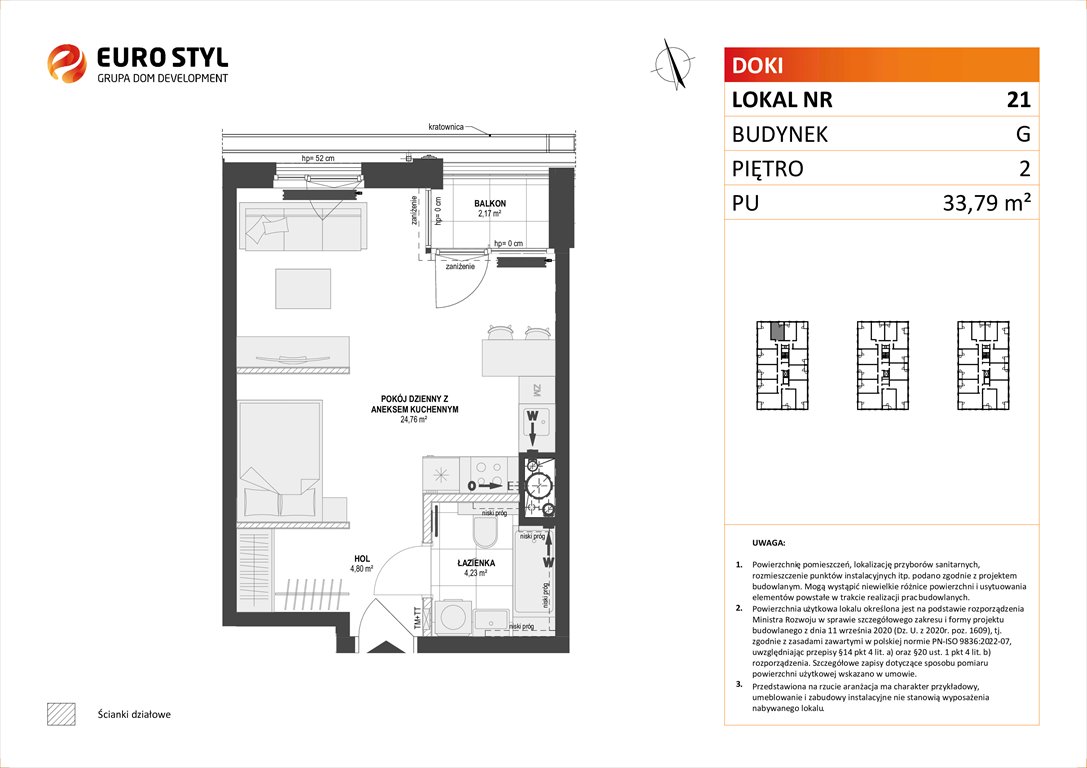 Nowa kawalerka DOKI LIVING Gdańsk, Śródmieście, ks. Jerzego Popiełuszki/Rybaki Górne  34m2 Foto 1