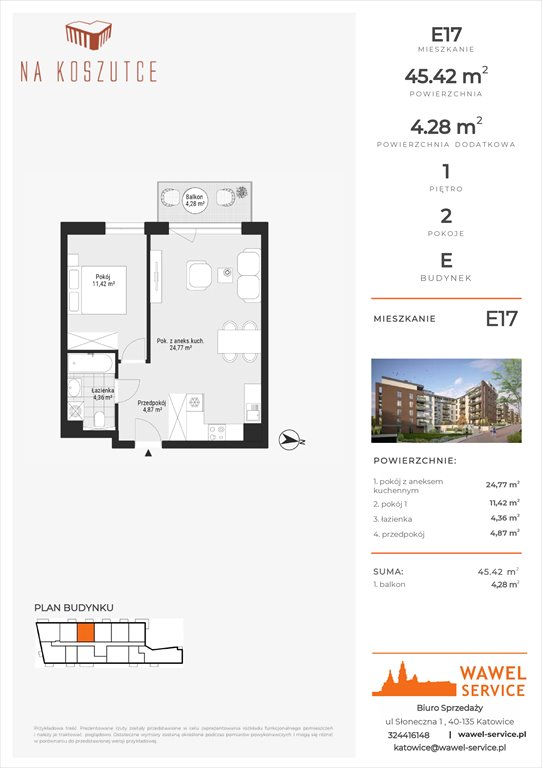 mieszkanie na sprzedaż 45m2 mieszkanie Katowice, Słoneczna 1