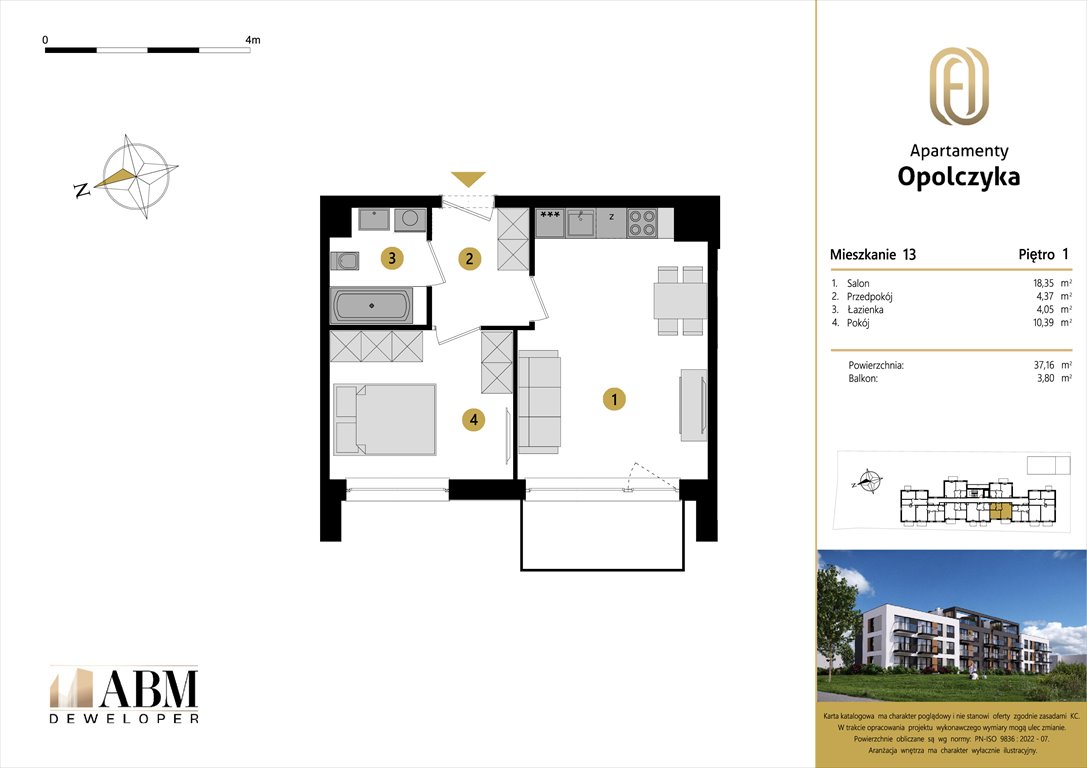 Nowe mieszkanie dwupokojowe APARTAMENTY OPOLCZYKA Łódź, Widzew, Opolczyka 16  37m2 Foto 1