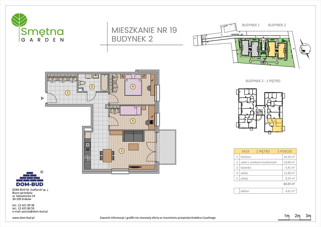 Nowe mieszkanie trzypokojowe Smętna Garden Kraków, Bronowice Wielkie, Smętna 1  63m2 Foto 1