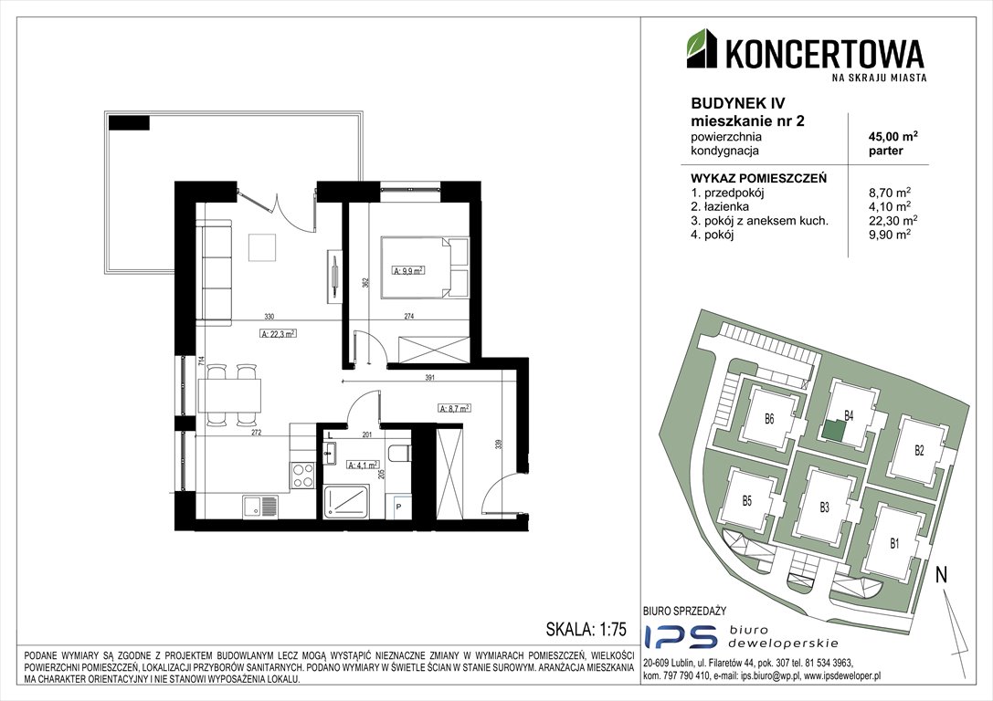 Nowe mieszkanie dwupokojowe Koncertowa na skraju miasta Lublin, Czechów Północny, Koncertowa  45m2 Foto 1