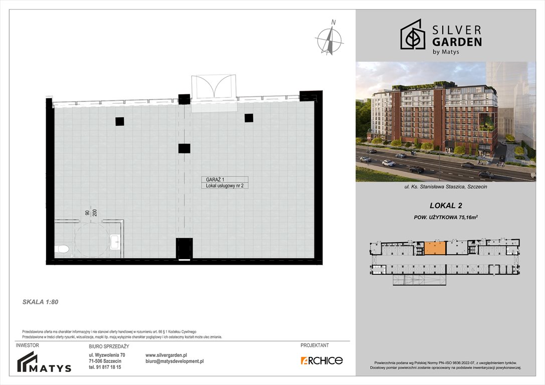 lokal użytkowy na sprzedaż 75m2 lokal użytkowy Szczecin, Centrum, al. Wyzwolenia 70 / ul. Staszica 21