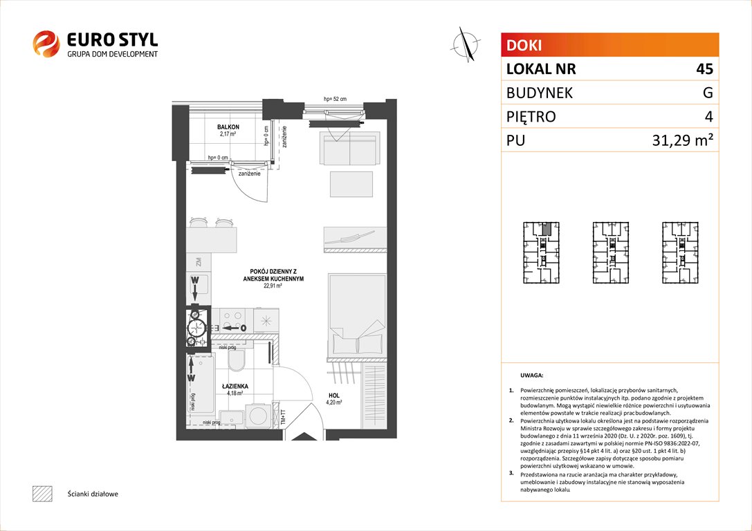 Nowa kawalerka DOKI LIVING Gdańsk, Śródmieście, ks. Jerzego Popiełuszki/Rybaki Górne  31m2 Foto 1