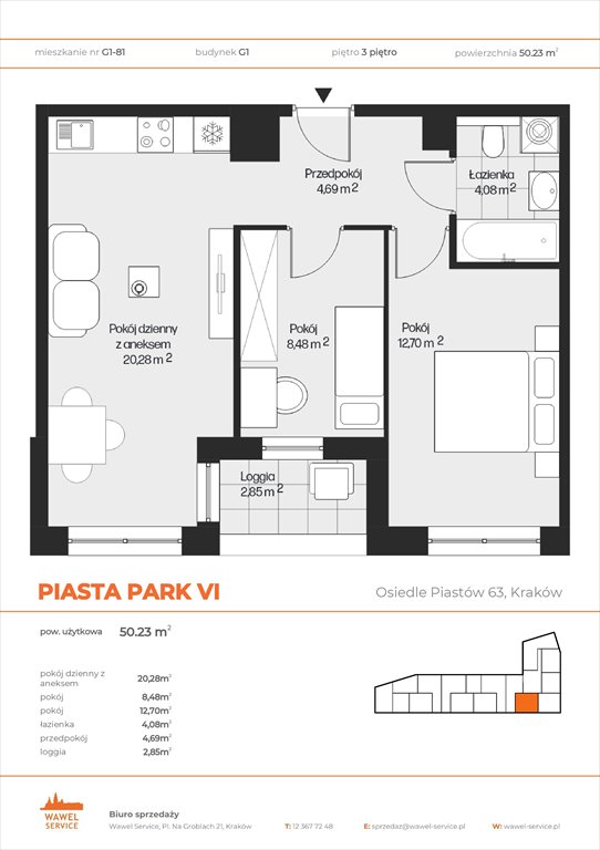 Nowe mieszkanie trzypokojowe PIASTA PARK VI Kraków, Mistrzejowice, Osiedle Piastów 63  50m2 Foto 1