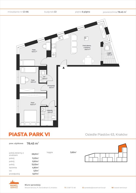 Nowe mieszkanie czteropokojowe  PIASTA PARK VI Kraków, Mistrzejowice, Osiedle Piastów 63  78m2 Foto 1