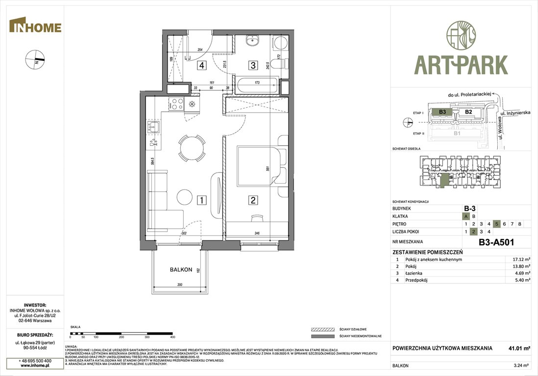 Nowe mieszkanie dwupokojowe ArtPark Łódź, Polesie, Wołowa 4A  41m2 Foto 1