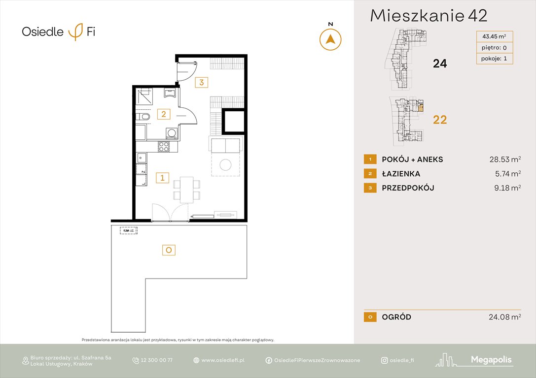 Nowa kawalerka Osiedle FI 3 Kraków, Rzemieślnicza 22-24  43m2 Foto 1