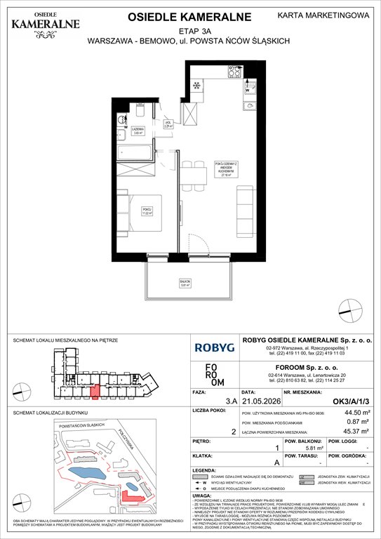 Nowe mieszkanie dwupokojowe Osiedle Kameralne etap 7 Warszawa, Powstańców Śląskich  45m2 Foto 1