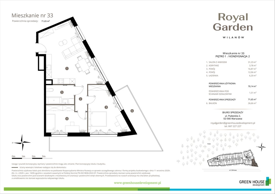 Nowe mieszkanie trzypokojowe Royal Garden Wilanów Warszawa, Wilanów, Zdrowa 2  70m2 Foto 1