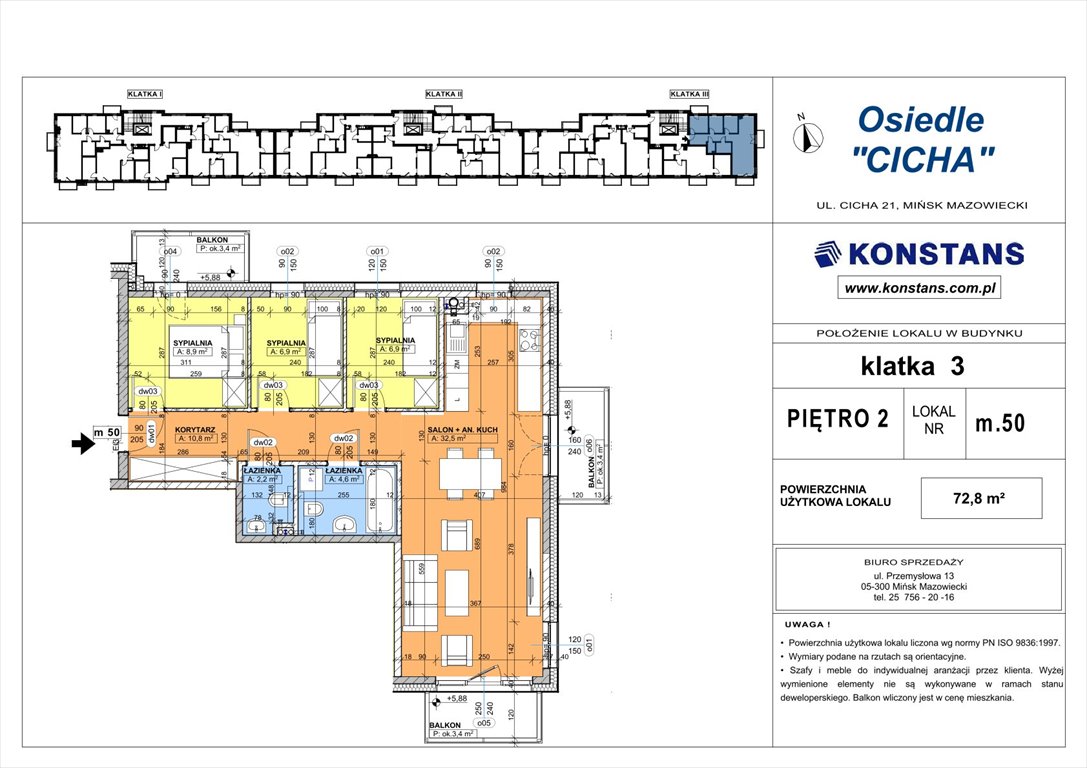 Nowe mieszkanie czteropokojowe  Cicha 21 Mińsk Mazowiecki, Cicha 12  73m2 Foto 1