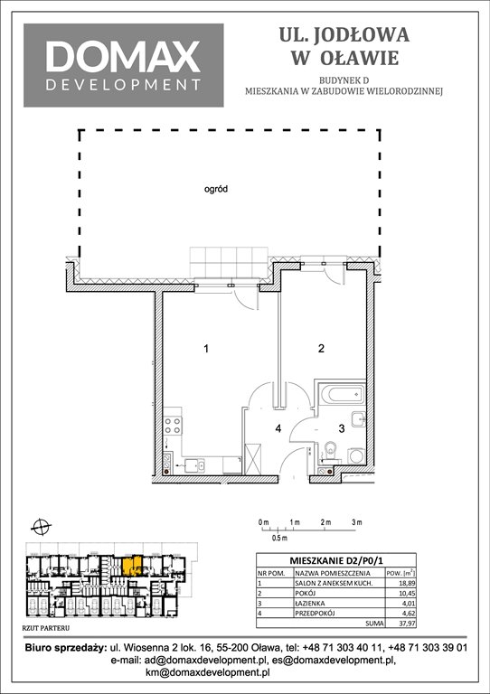 Nowe mieszkanie dwupokojowe Osiedle Jodłowa etap II bud D Oława, Nowy Otok, Jodłowa 38-40  38m2 Foto 1