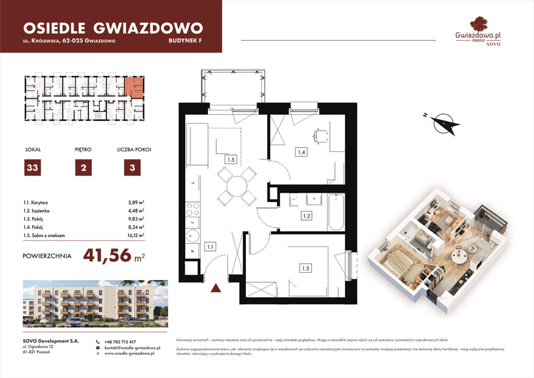 Nowe mieszkanie trzypokojowe Osiedle Gwiazdowo Gwiazdowo, Mikołaja Kopernika 4  42m2 Foto 1