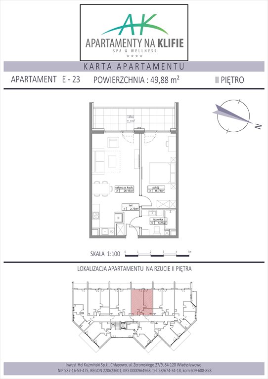 Nowe mieszkanie dwupokojowe Apartamenty na Klifie Władysławowo, Żeromskiego 27  50m2 Foto 1