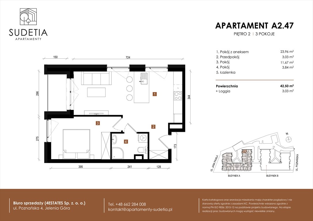 Nowe mieszkanie dwupokojowe APARTAMENTY SUDETIA Jelenia Góra, POZNAŃSKA 4  43m2 Foto 1