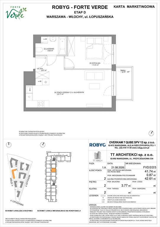 Nowe mieszkanie dwupokojowe Forte Verde Warszawa, Włochy, Łopuszańska 28  42m2 Foto 1