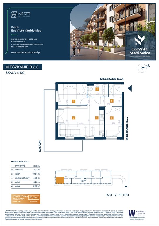 Nowe mieszkanie trzypokojowe Eco Vista Stabłowice Wrocław, Fabryczna, Łomnicka 8  56m2 Foto 1