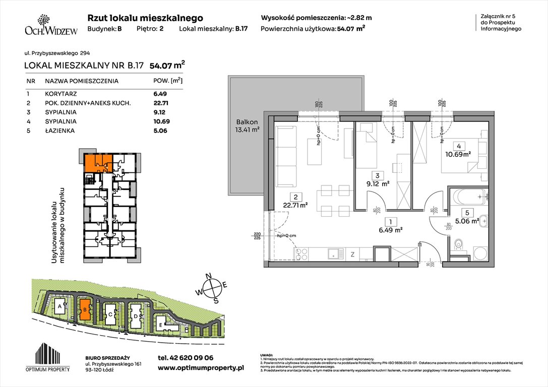 Nowe mieszkanie trzypokojowe OchWidzew Łódź, Widzew, Przybyszewskiego 292-300  54m2 Foto 1