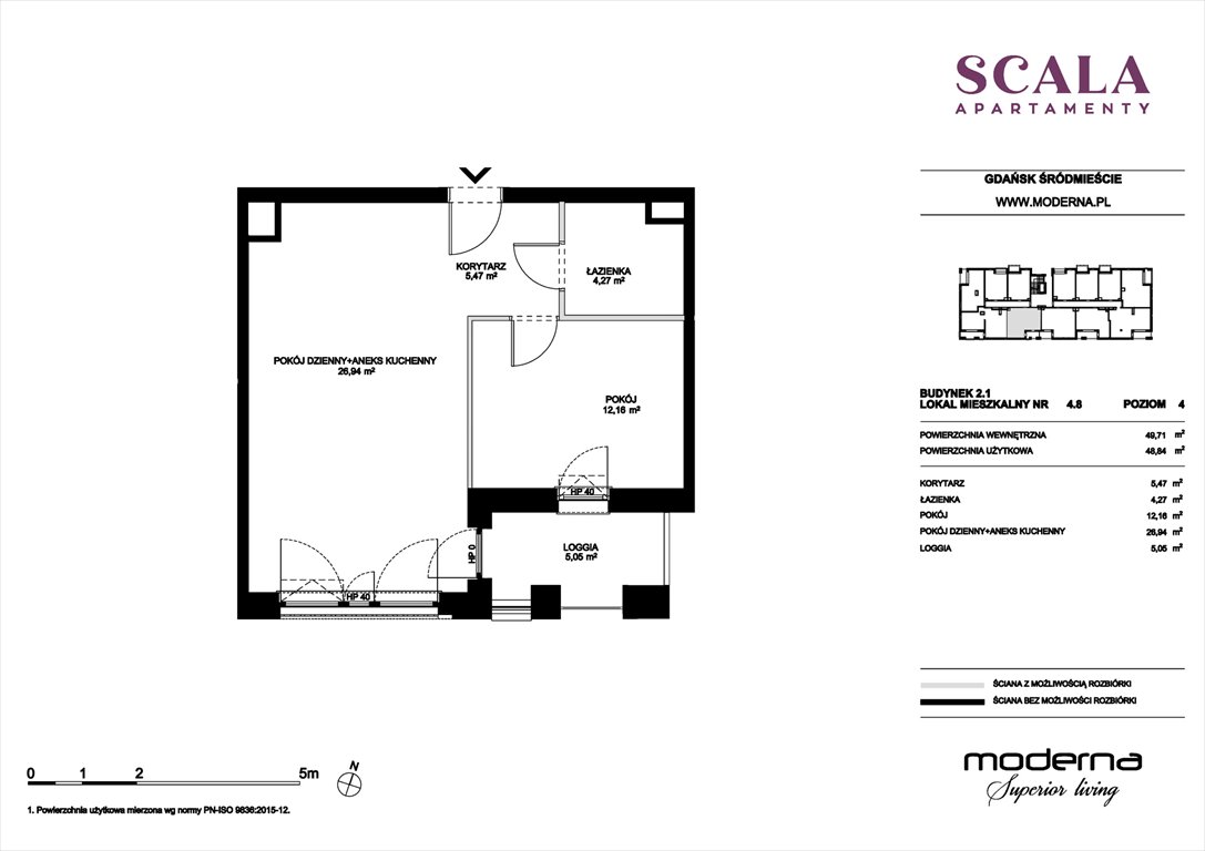 Nowe mieszkanie dwupokojowe Scala Gdańsk, ul. Łąkowa 60  50m2 Foto 1