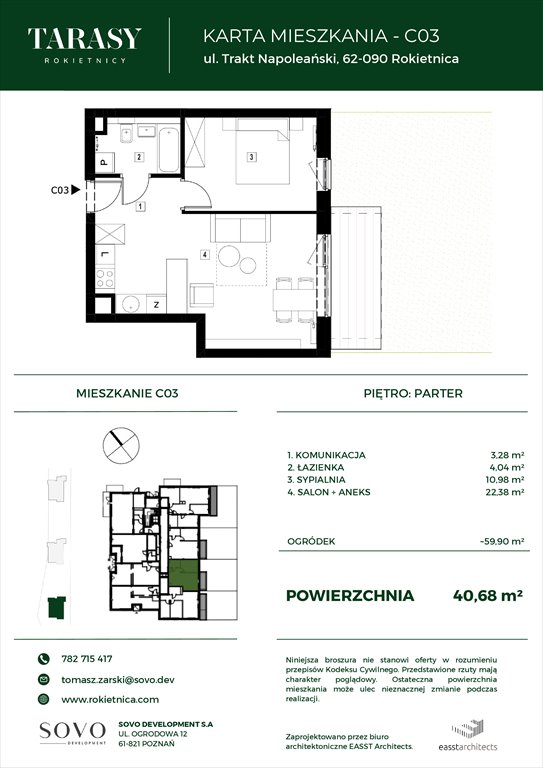 Nowe mieszkanie dwupokojowe Tarasy Rokietnicy Rokietnica, Trakt Napoleoński  41m2 Foto 1