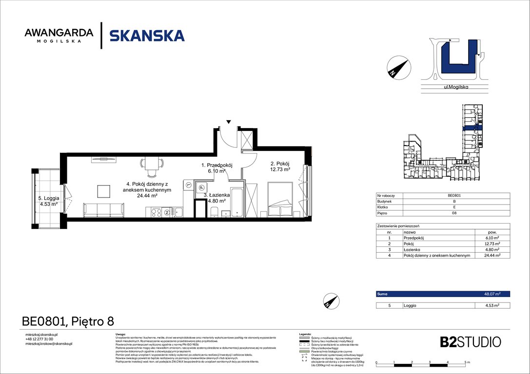Nowe mieszkanie dwupokojowe Awangarda Mogilska Kraków, Prądnik Czerwony, Mogilska 126  48m2 Foto 1