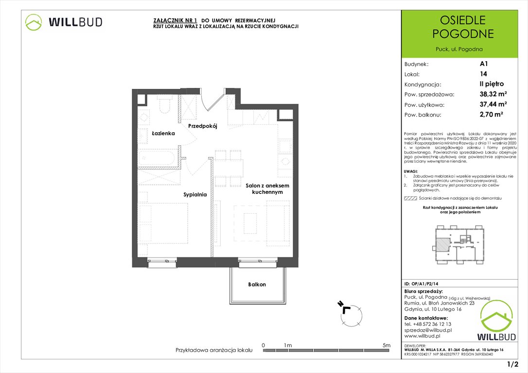 Nowe mieszkanie dwupokojowe Osiedle Pogodne w Pucku Puck, Pogodna  37m2 Foto 1