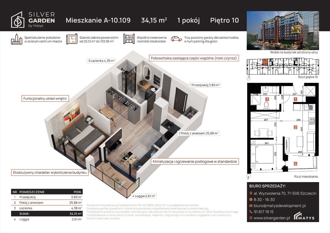 Nowa kawalerka Silver Garden Szczecin, Centrum, al. Wyzwolenia 70 / ul. Staszica 21  36m2 Foto 1