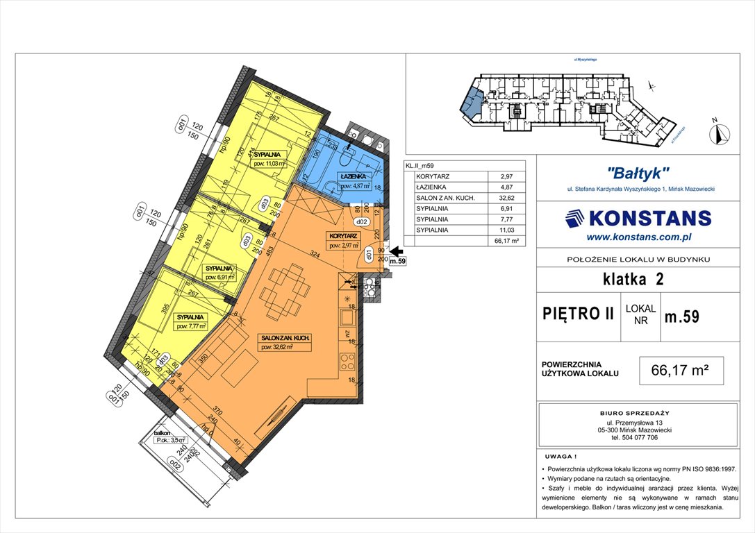 Nowe mieszkanie czteropokojowe  Bałtyk Mińsk Mazowiecki, Wyszyńskiego 1  66m2 Foto 1