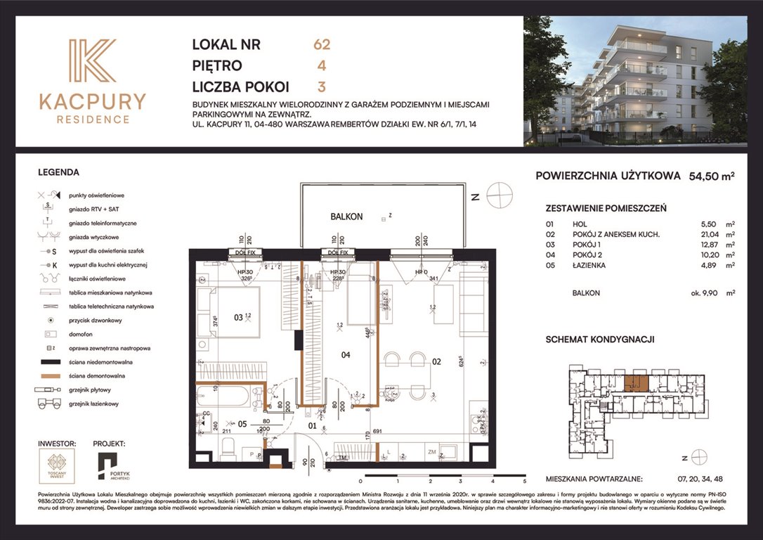 Nowe mieszkanie trzypokojowe Kacpury Residence Warszawa, Rembetów, Kacpury 11  55m2 Foto 1