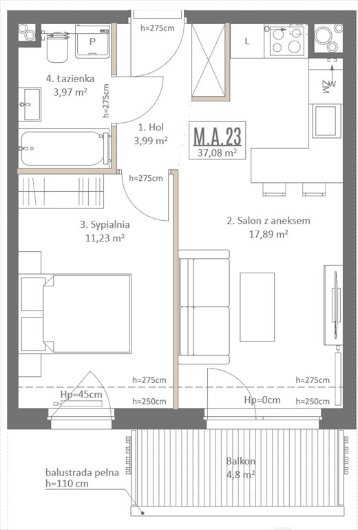 Nowe mieszkanie dwupokojowe Botanika Gdańsk, Osowa, Izydy  37m2 Foto 1