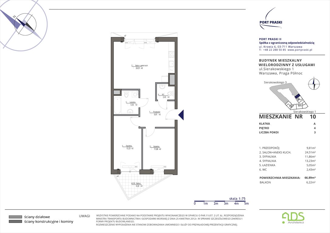 Nowe mieszkanie trzypokojowe Sierakowskiego 1 i 3 Warszawa, Praga Północ, Sierakowskiego 1-3  67m2 Foto 1