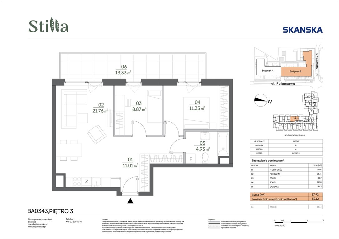 Nowe mieszkanie trzypokojowe Stilla Warszawa, Fajansowa 5  58m2 Foto 1