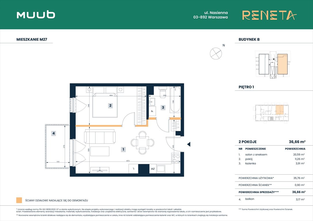 Nowe mieszkanie dwupokojowe RENETA Warszawa, Włochy, Nasienna 11  37m2 Foto 1