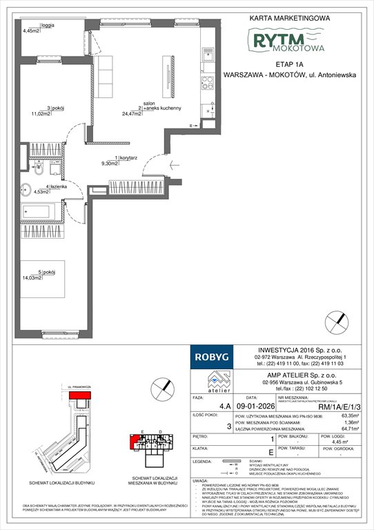 Nowe mieszkanie trzypokojowe Rytm Mokotowa Warszawa, Mokotów, Antoniewska 3B  63m2 Foto 1