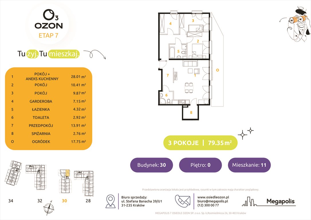 Nowe mieszkanie czteropokojowe  Osiedle Ozon etap 7 Kraków, Prądnik Biały, Banacha 28-34  80m2 Foto 1