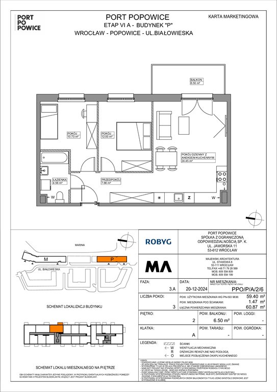 Nowe mieszkanie trzypokojowe Port Popowice Wrocław, Fabryczna, Białowieska 91a  59m2 Foto 1