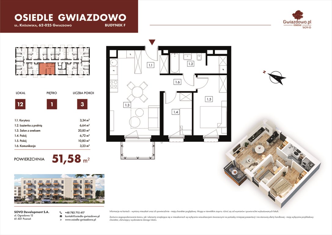 Nowe mieszkanie trzypokojowe Osiedle Gwiazdowo Gwiazdowo, Mikołaja Kopernika 4  52m2 Foto 1