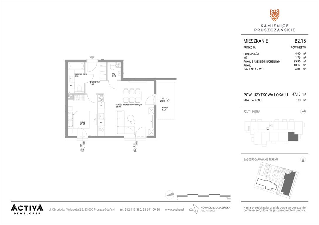 Nowe mieszkanie dwupokojowe Kamienice Pruszczańskie Pruszcz Gdański, ul. Grunwaldzka 71B, 71C  47m2 Foto 1