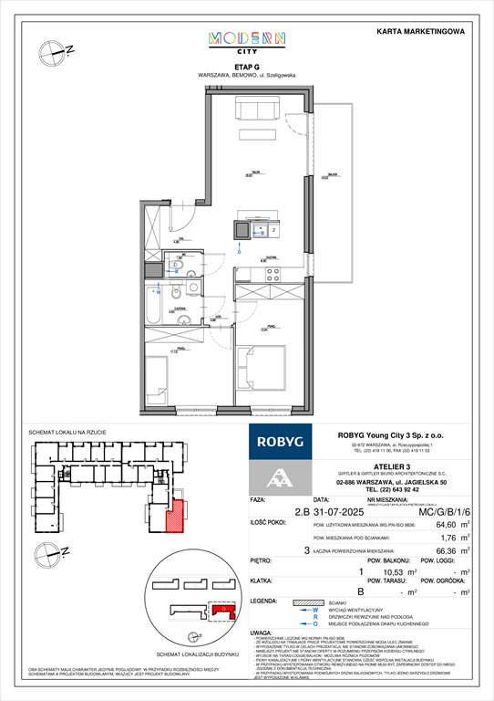 Nowe mieszkanie trzypokojowe Modern City Warszawa, Bemowo, Szeligowska  65m2 Foto 1