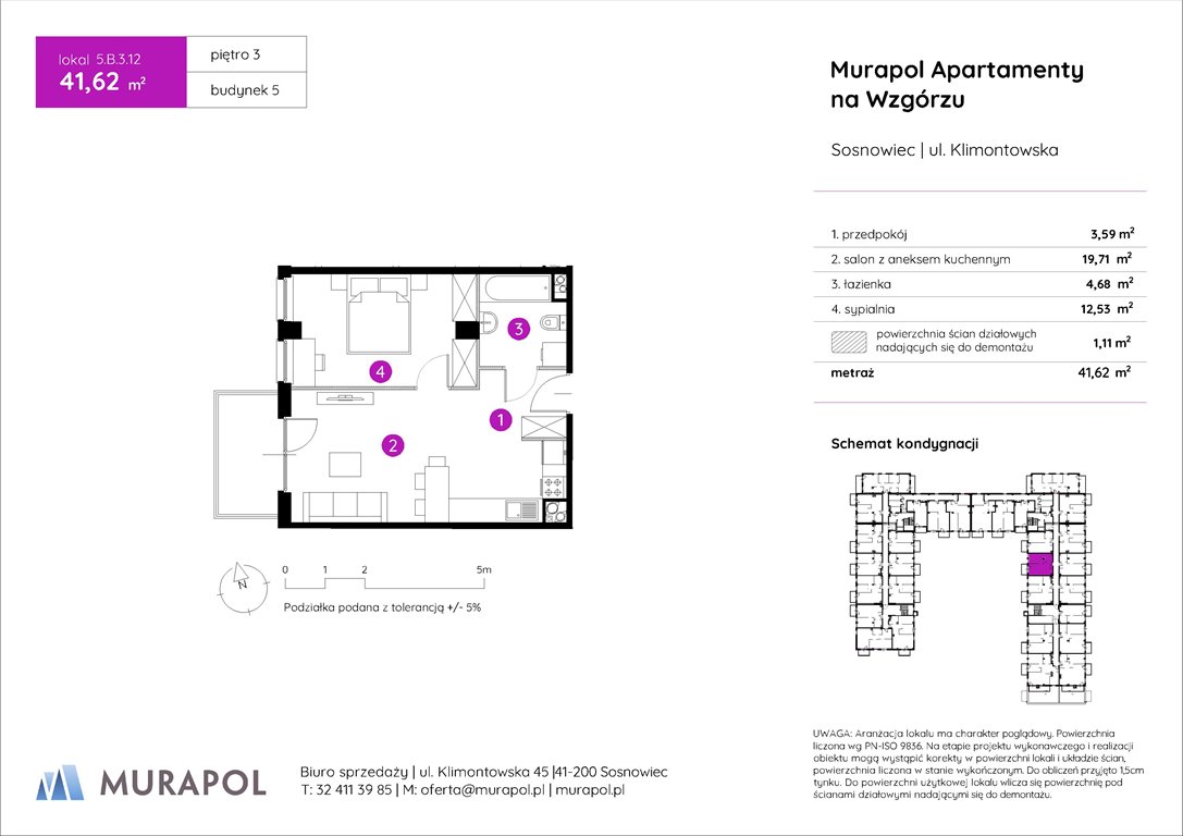 Nowe mieszkanie dwupokojowe Murapol Apartamenty na Wzgórzu Sosnowiec, ul. Klimontowska  42m2 Foto 1