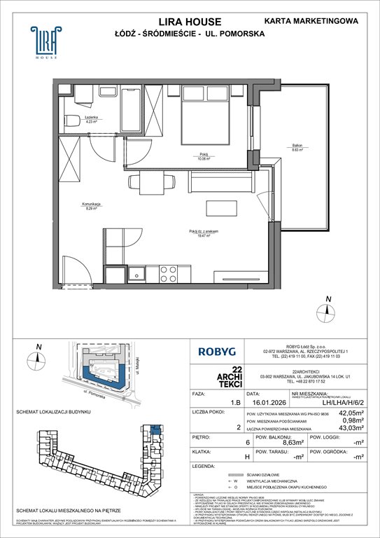 Nowe mieszkanie dwupokojowe Lira House Łódź, Pomorska 108  42m2 Foto 1