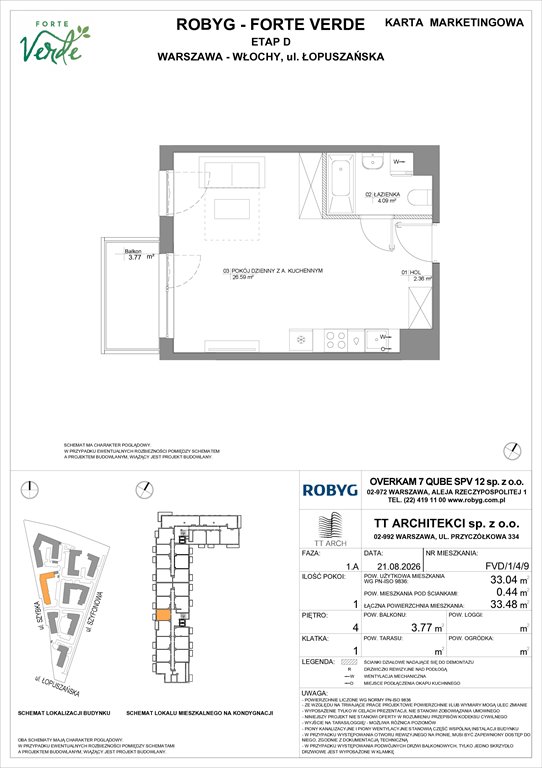 Nowa kawalerka Forte Verde Warszawa, Włochy, Łopuszańska 28  33m2 Foto 1